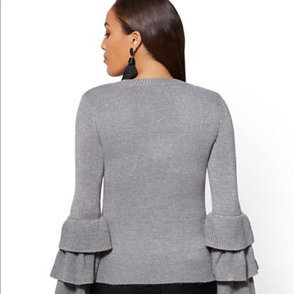 NWT Metallic Ruffled-Sleeve Sweater - Picture 3 of 4